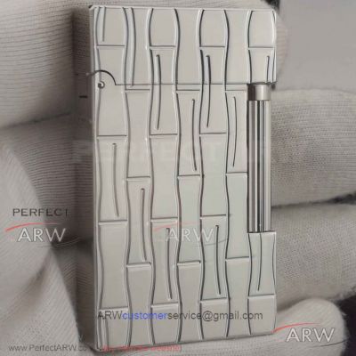 AAA Clone S.T. Dupont Ligne 2 Lines Pattern Silver Plated Cigar Lighter